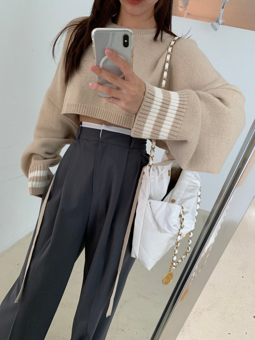 【tops】ラウンドネックニットセーターG23878