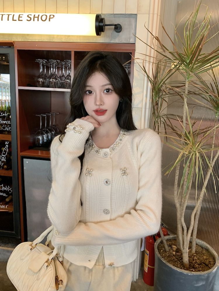 【outer】ビーズニットカーディガンG23879