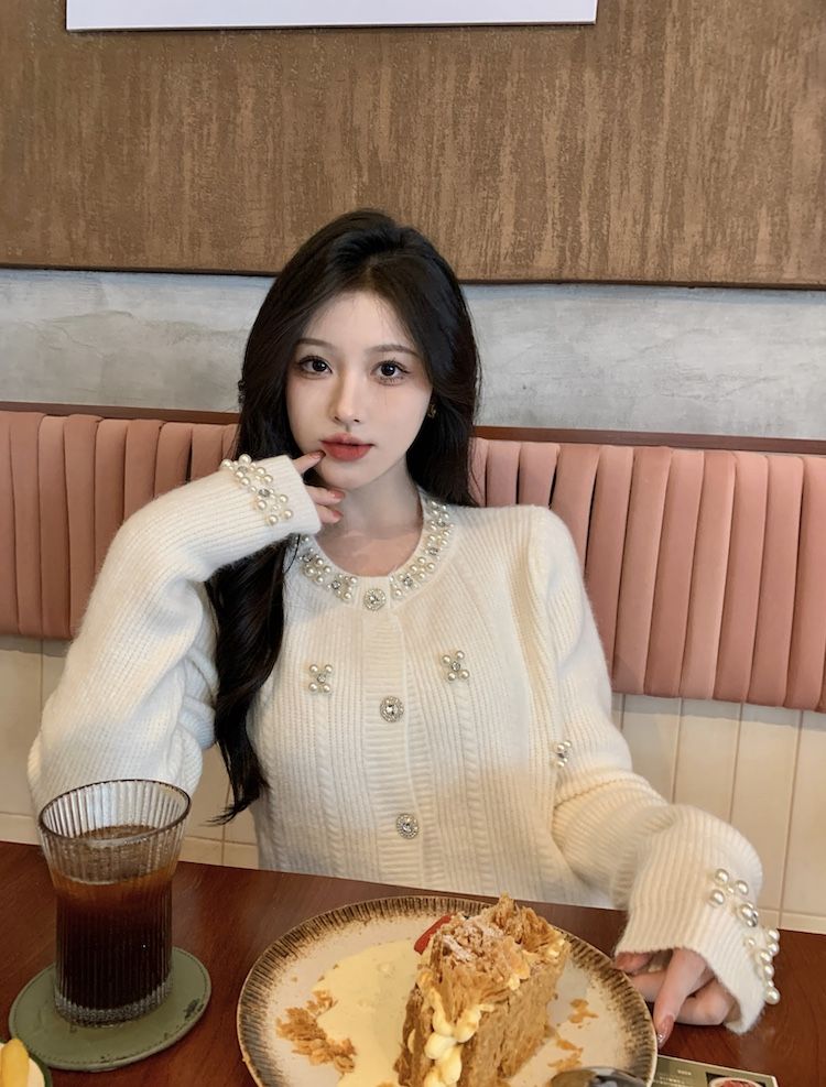 【outer】ビーズニットカーディガンG23879