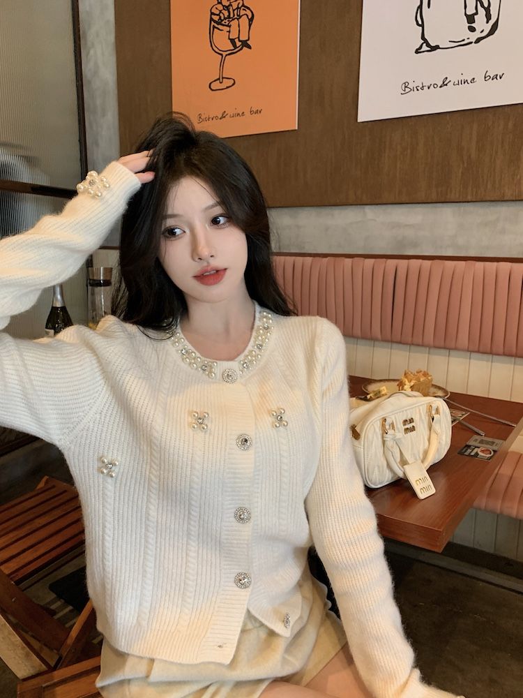 【outer】ビーズニットカーディガンG23879