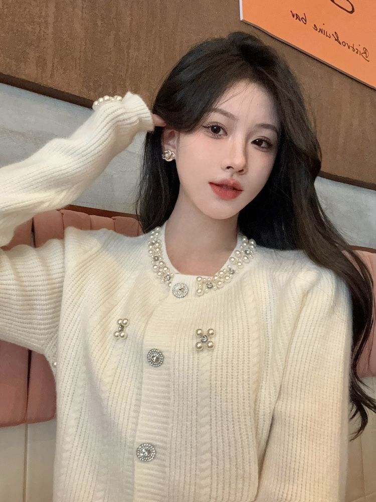 【outer】ビーズニットカーディガンG23879