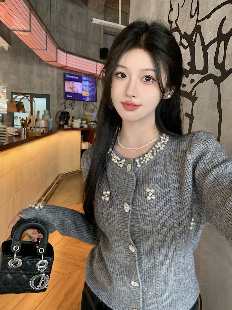 【outer】ビーズニットカーディガンG23879