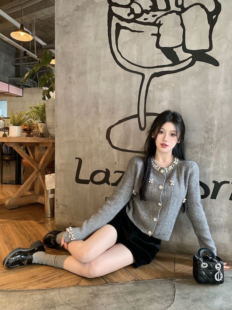 【outer】ビーズニットカーディガンG23879