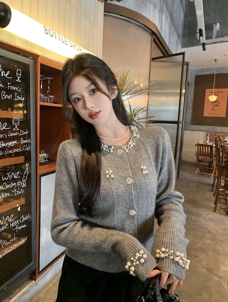 【outer】ビーズニットカーディガンG23879