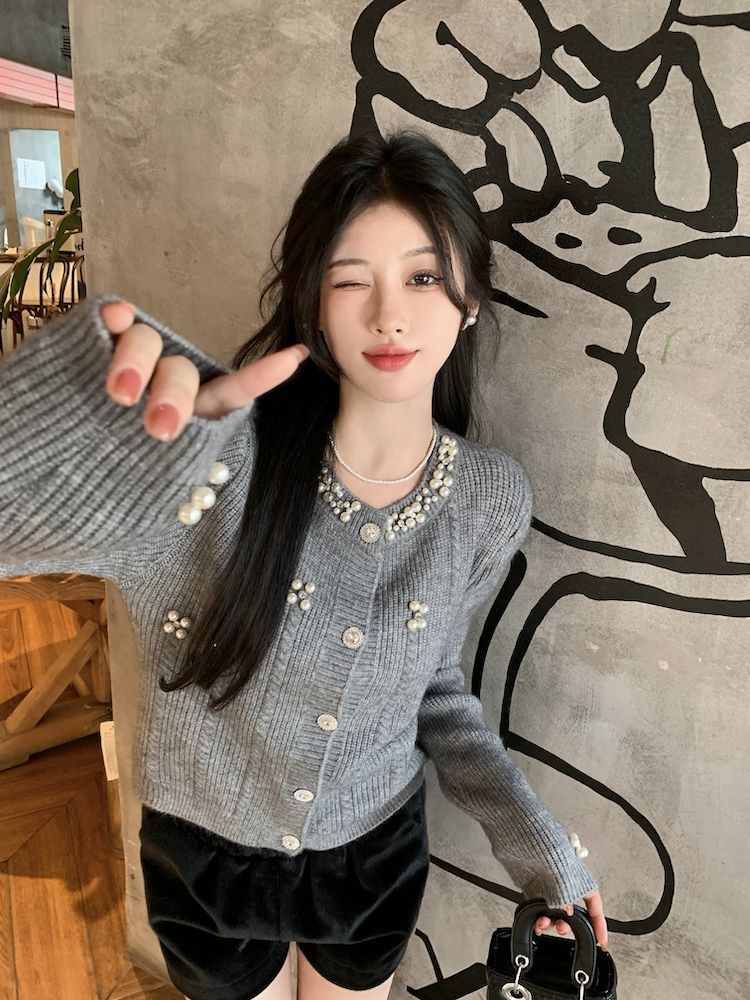 【outer】ビーズニットカーディガンG23879