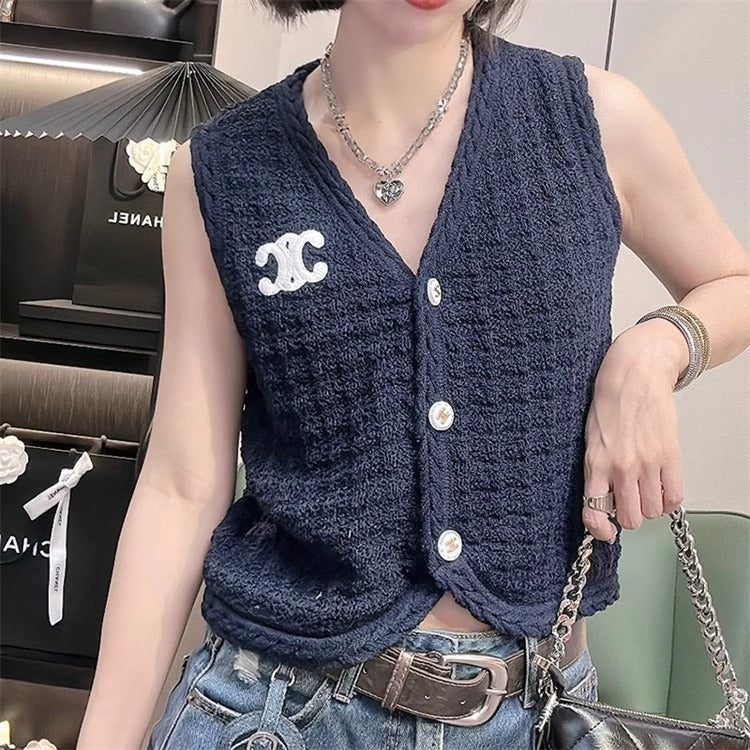 【tops】ノースリーブニットチョッキG23884