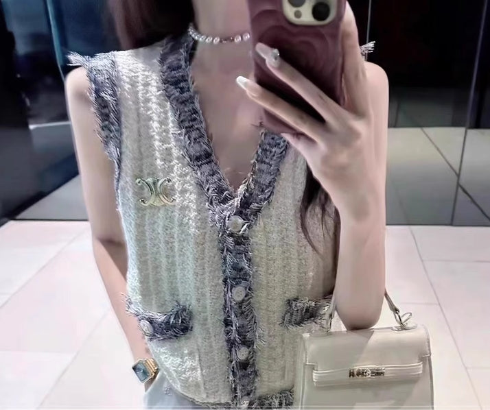 【tops】ノースリーブニットチョッキG23886