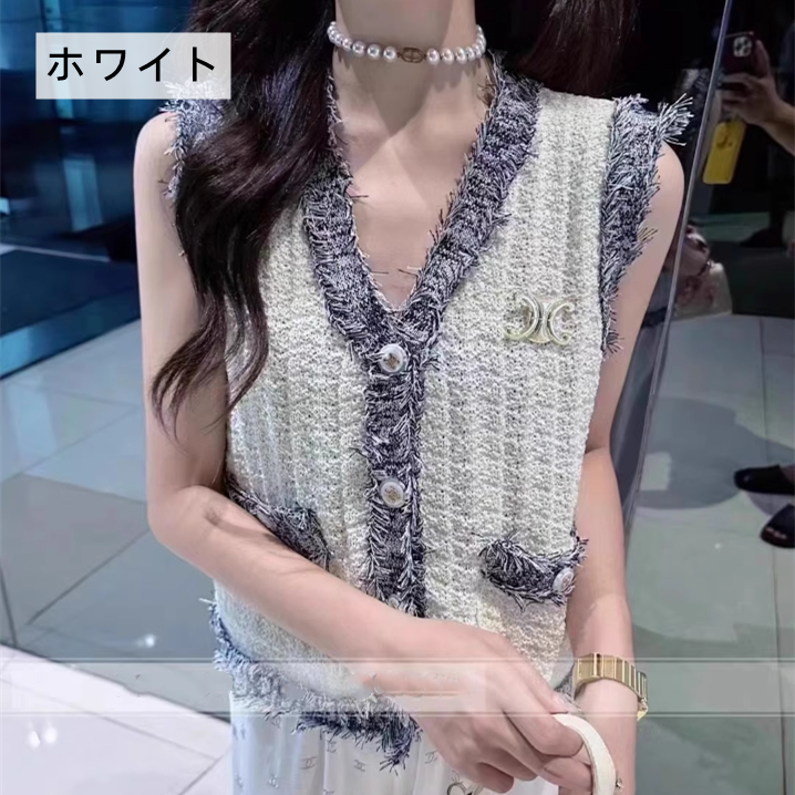 【tops】ノースリーブニットチョッキG23886