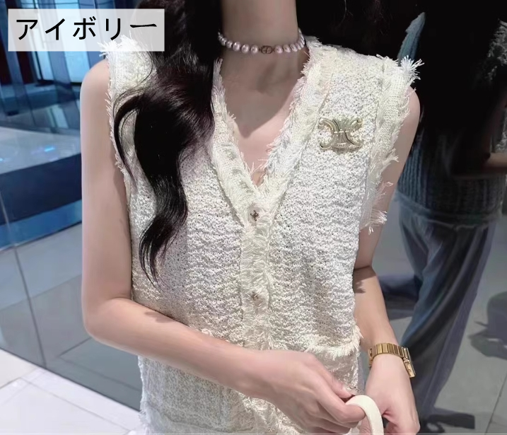 【tops】ノースリーブニットチョッキG23886