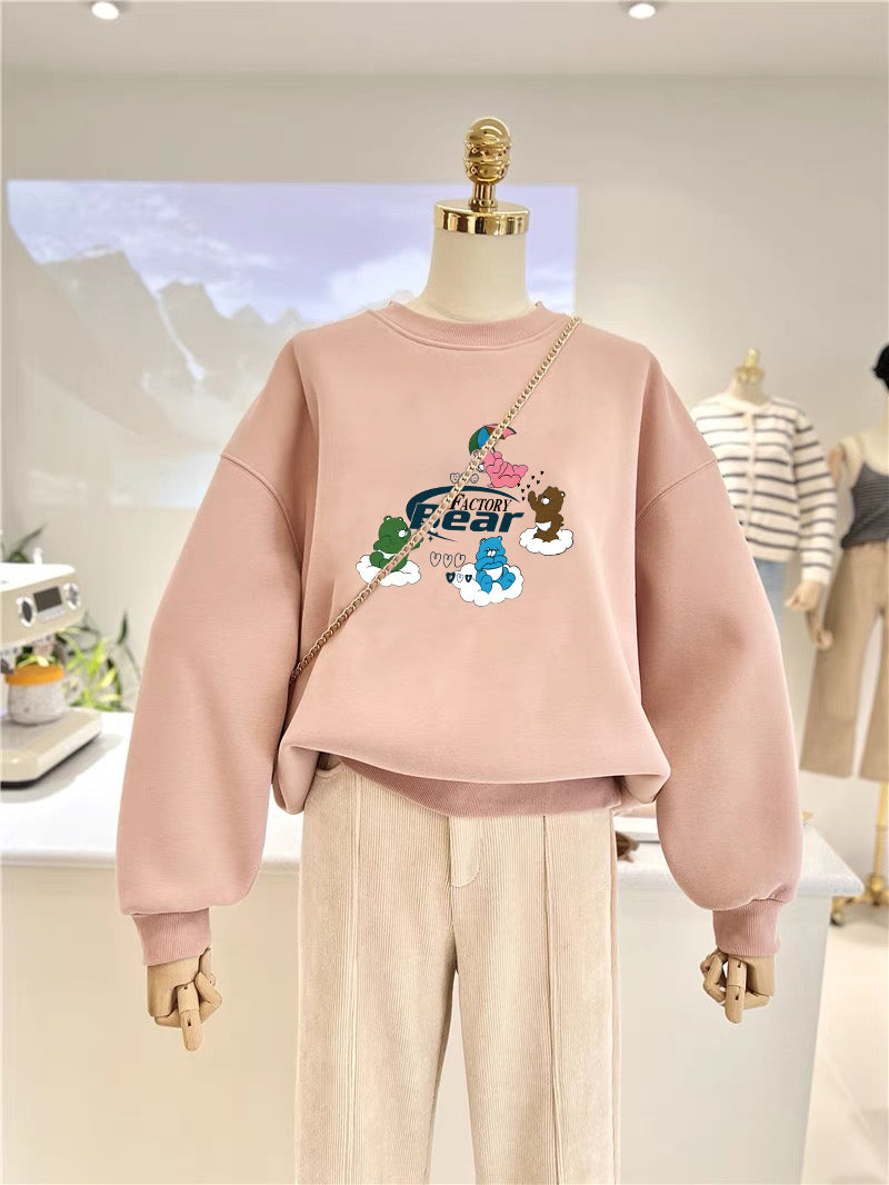 【tops】長袖クマ柄薄手パーカーG23894