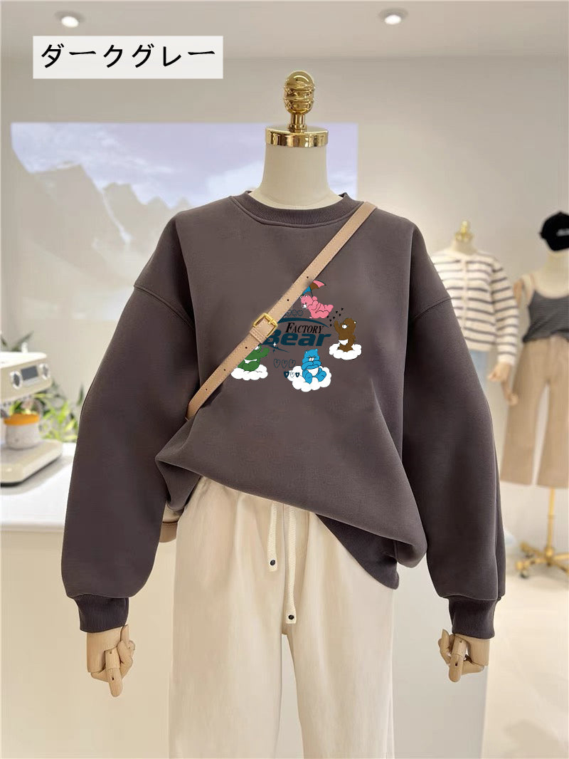 【tops】長袖クマ柄薄手パーカーG23894