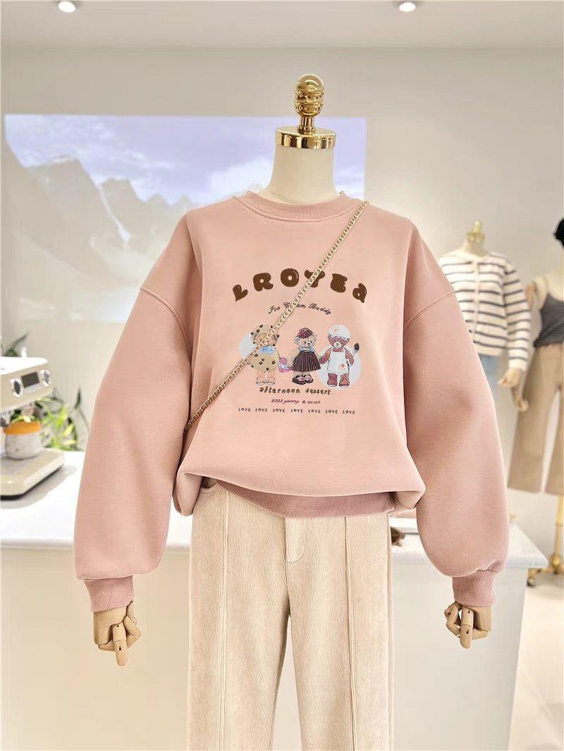 【tops】長袖クマ柄薄手パーカーG23895