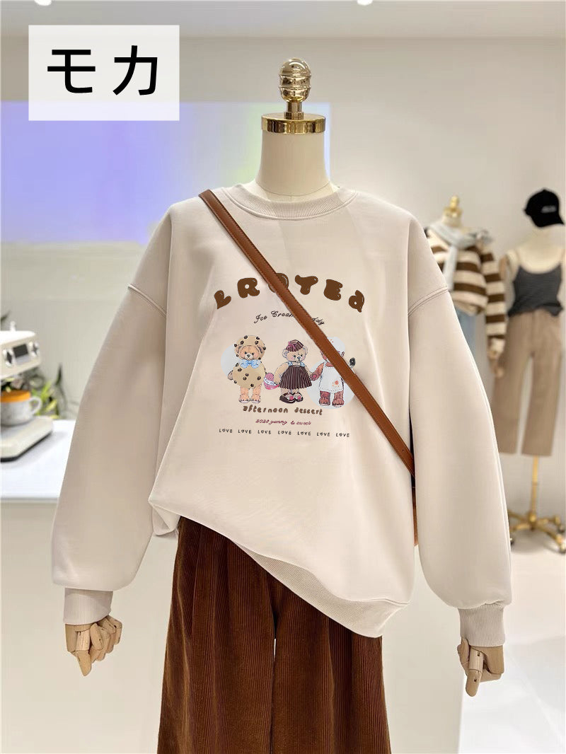 【tops】長袖クマ柄薄手パーカーG23895