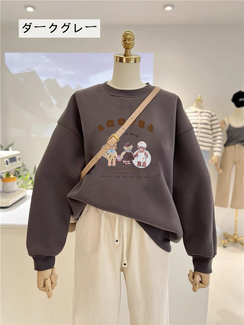 【tops】長袖クマ柄薄手パーカーG23895