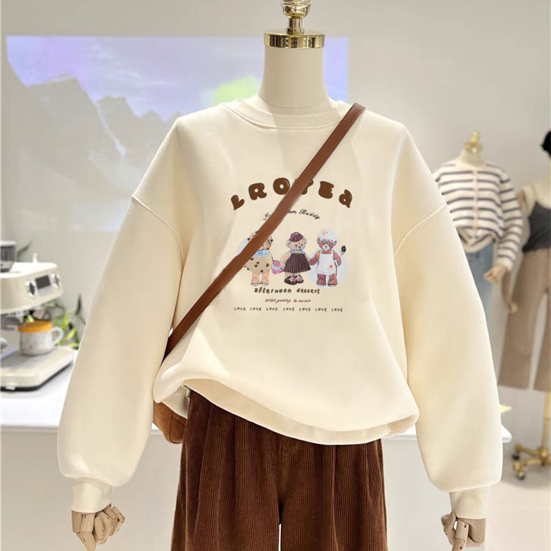 【tops】長袖クマ柄薄手パーカーG23895