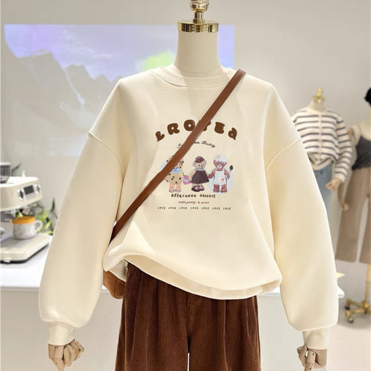 【tops】長袖クマ柄薄手パーカーG23895