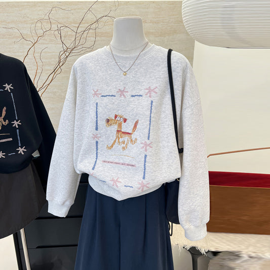 【tops】ラウンドネック薄手長袖パーカーG23899