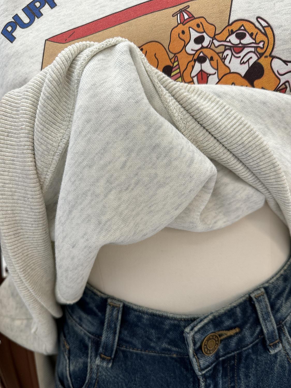 【tops】ラウンドネックプリント秋冬パーカーG23900