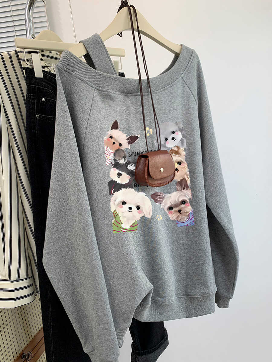 【tops】ゆったりオープンショルダー長袖パーカーG23902