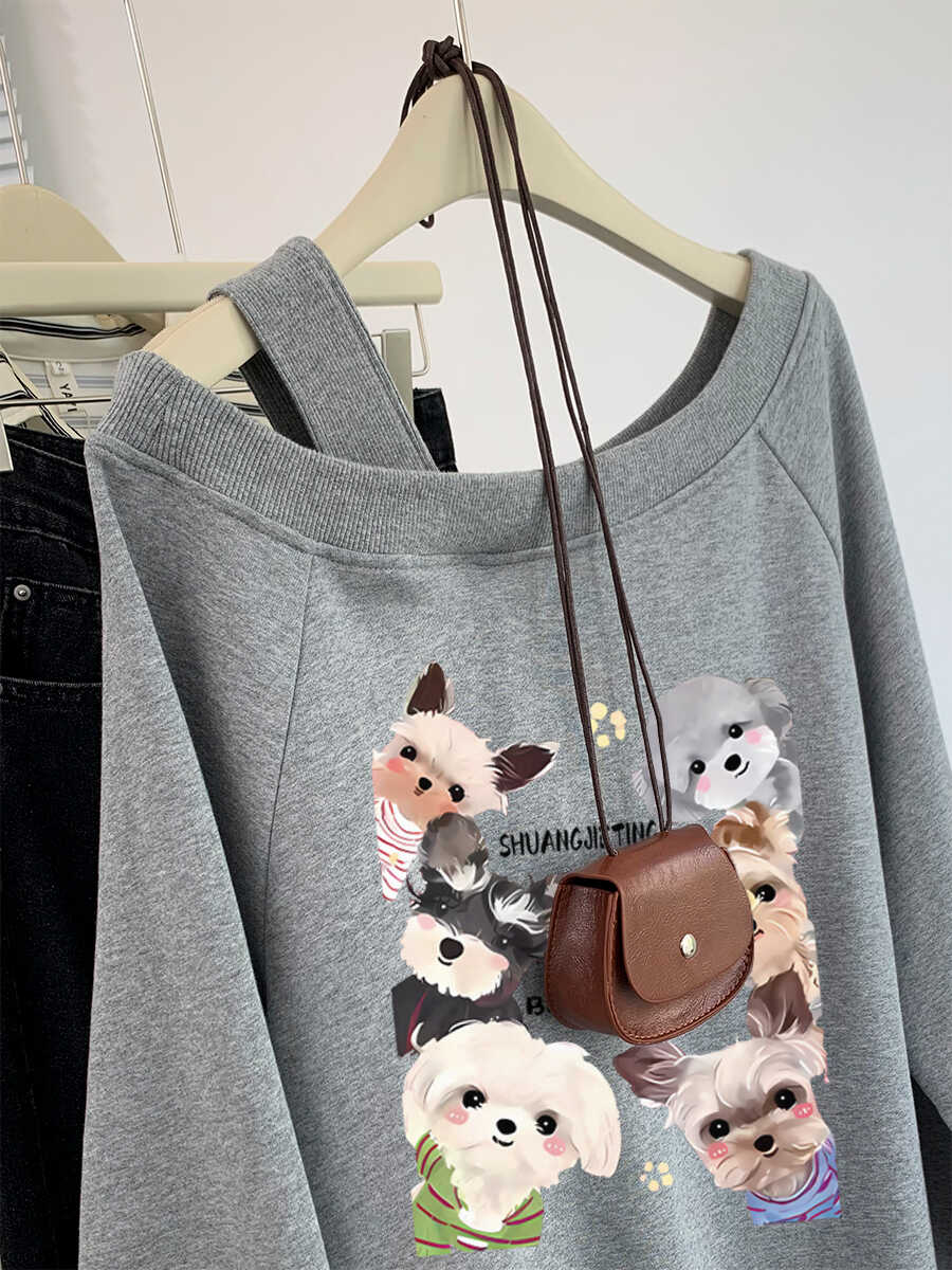 【tops】ゆったりオープンショルダー長袖パーカーG23902