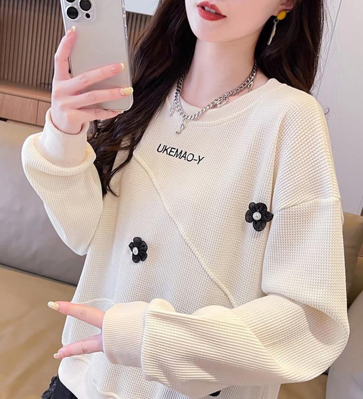 【tops】3色ラウンドネック長袖パーカーF8262