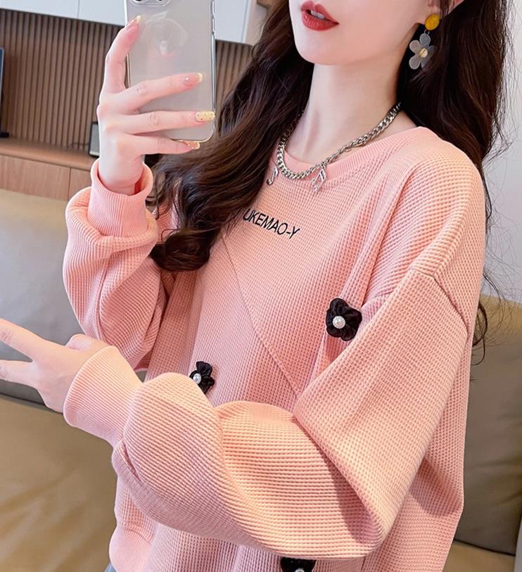 【tops】3色ラウンドネック長袖パーカーF8262