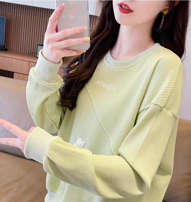 【tops】3色ラウンドネック長袖パーカーF8262