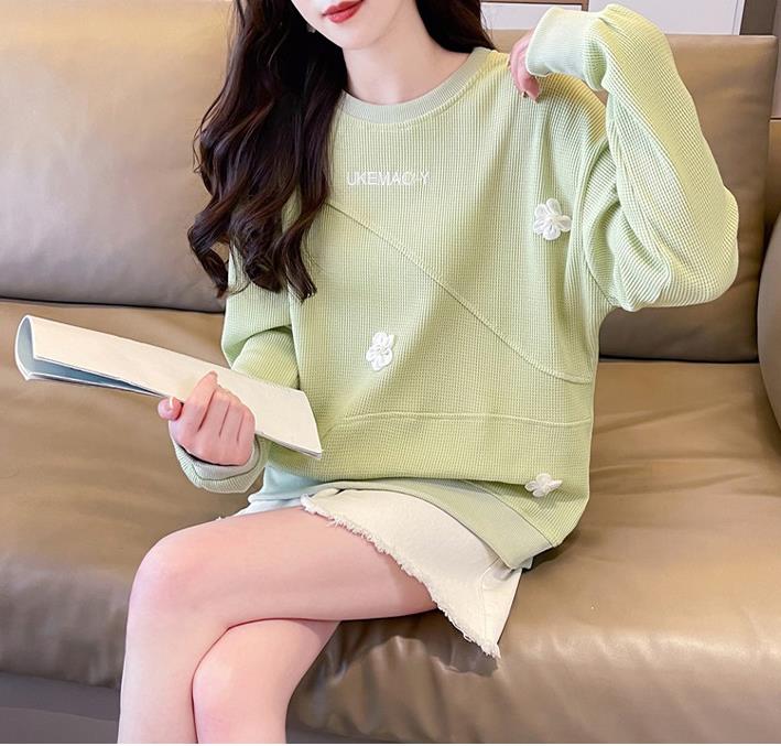 【tops】3色ラウンドネック長袖パーカーF8262