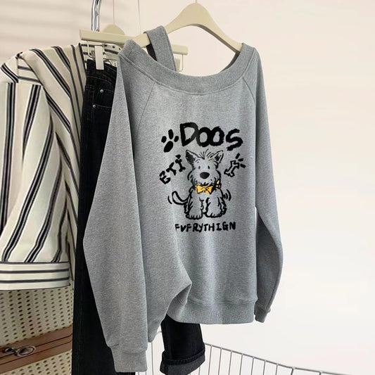 【tops】ゆったりオープンショルダー長袖パーカーG23903