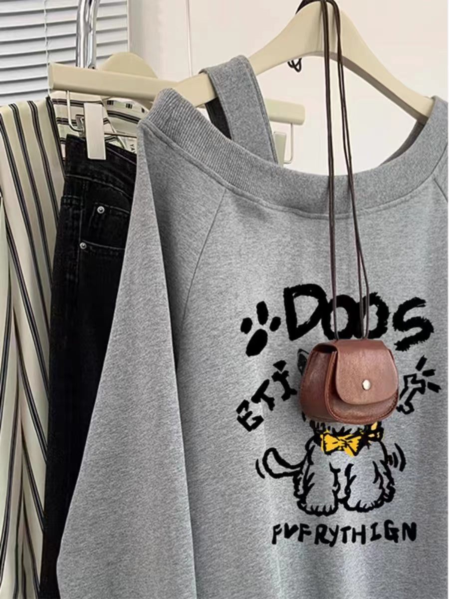 【tops】ゆったりオープンショルダー長袖パーカーG23903