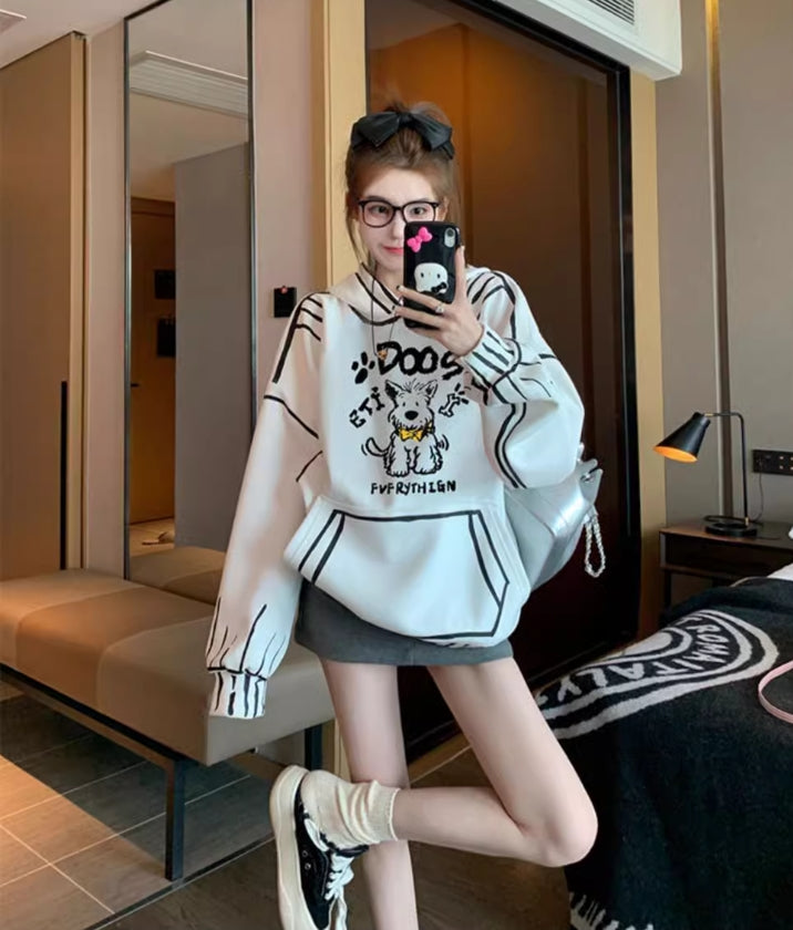 【tops】落書きフード付き薄手パーカーG23904