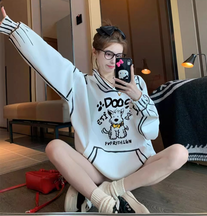 【tops】落書きフード付き薄手パーカーG23904