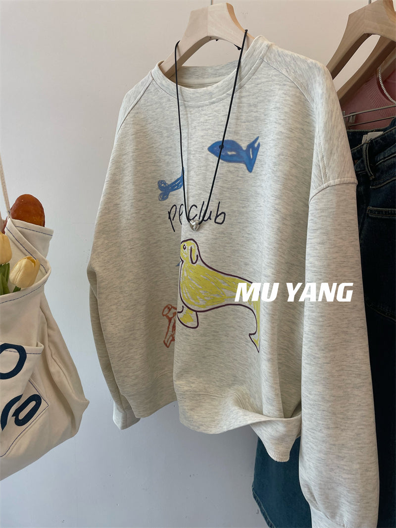 【tops】ゆったり落書き薄手パーカーG23909