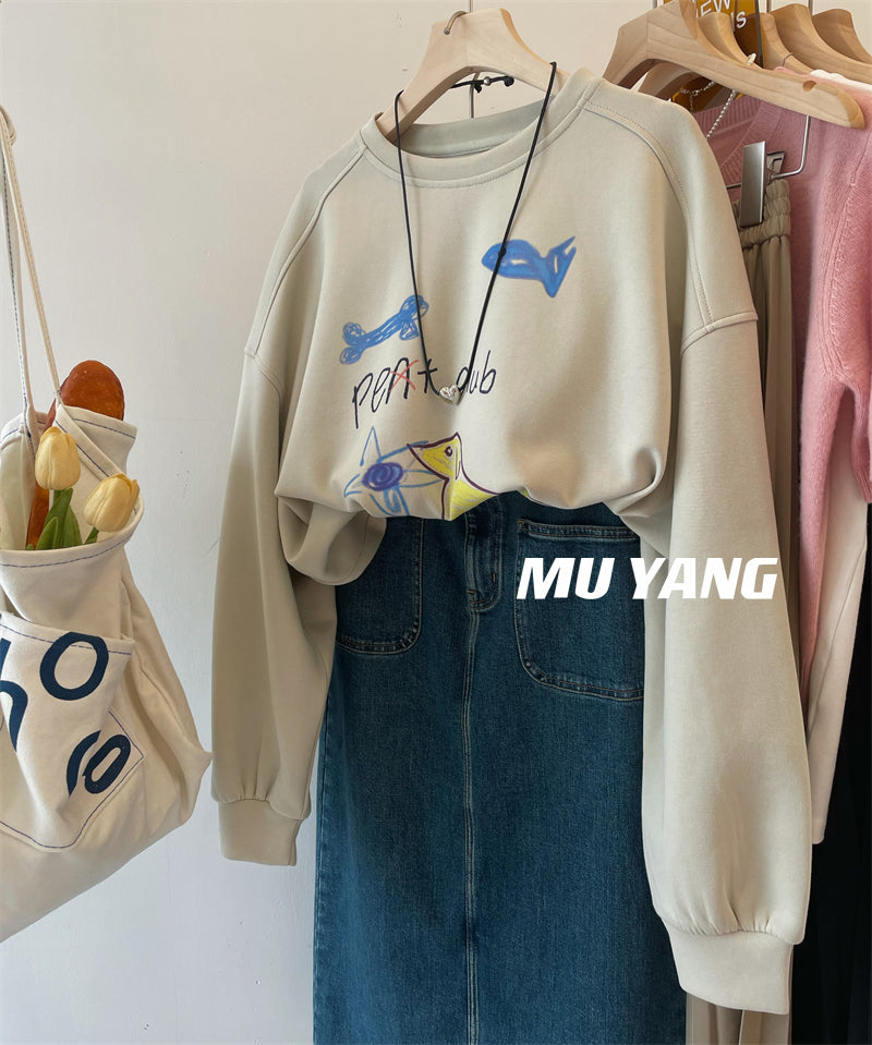 【tops】ゆったり落書き薄手パーカーG23909