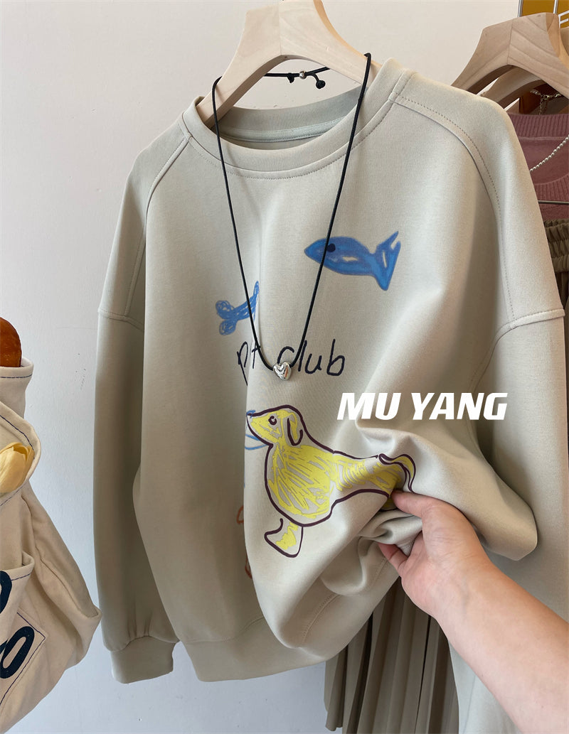 【tops】ゆったり落書き薄手パーカーG23909