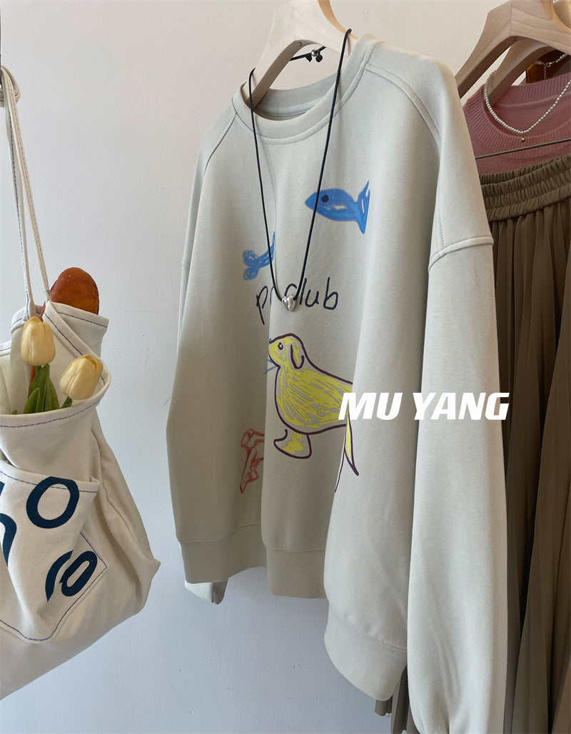 【tops】ゆったり落書き薄手パーカーG23909