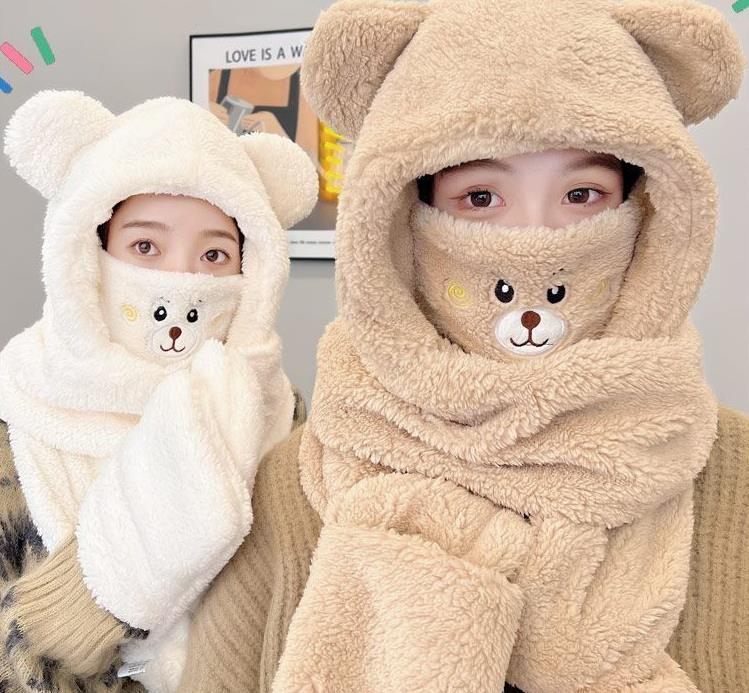 【小物】ふわふわ一体化帽子F8264