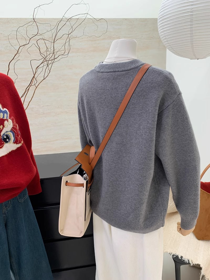 【tops】ラウンドネックニットセーターG23912