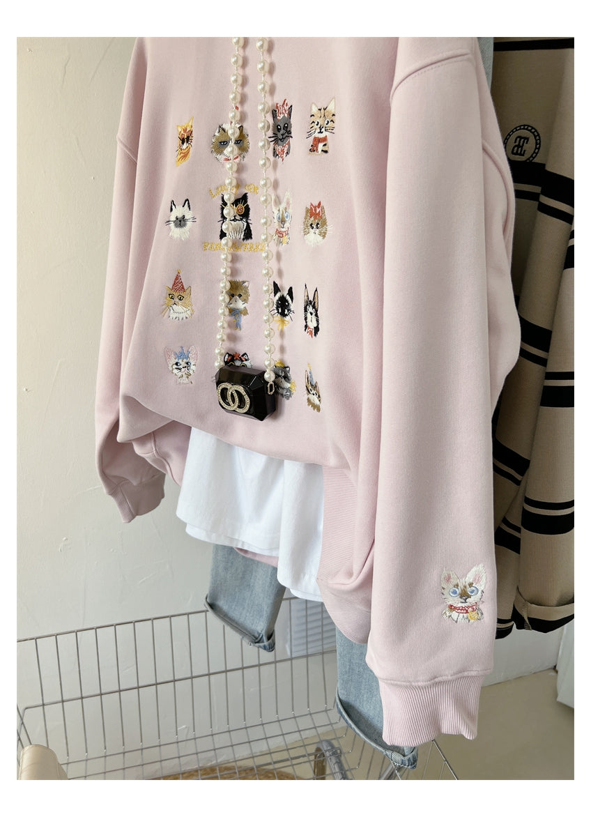 【tops】ラウンドネック刺繍秋冬パーカーG23916