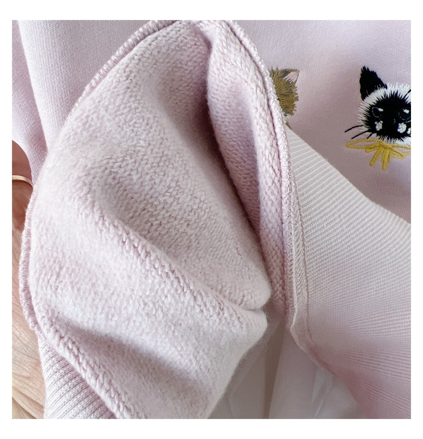 【tops】ラウンドネック刺繍秋冬パーカーG23916