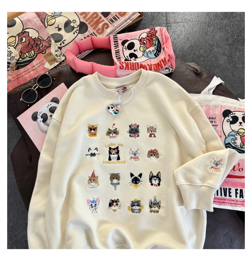 【tops】ラウンドネック刺繍秋冬パーカーG23916