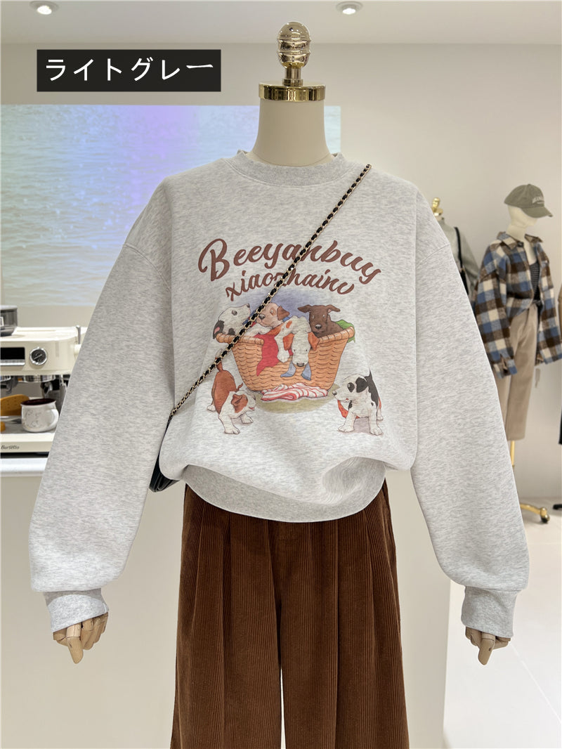 【tops】裏起毛厚手カートゥーンパーカーG23917