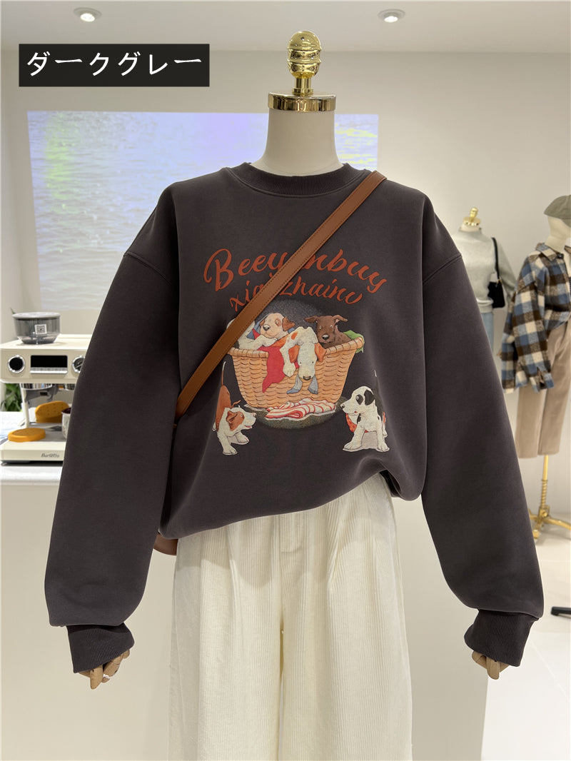 【tops】裏起毛厚手カートゥーンパーカーG23917