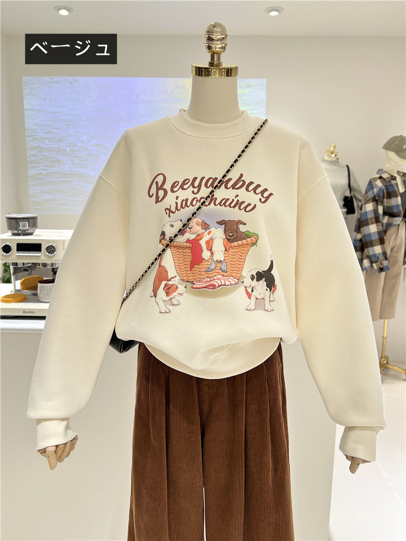 【tops】裏起毛厚手カートゥーンパーカーG23917