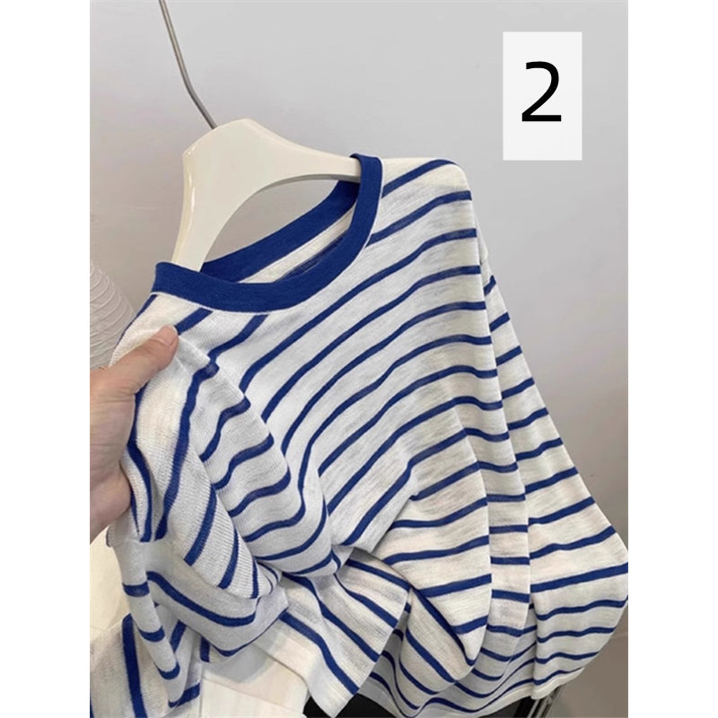 【tops】ストライプ柄長袖TシャツG23920