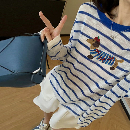 【tops】ストライプ柄長袖TシャツG23920