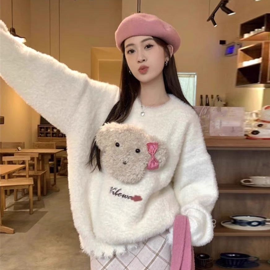 【tops】クマ柄長袖秋冬パーカーG23925