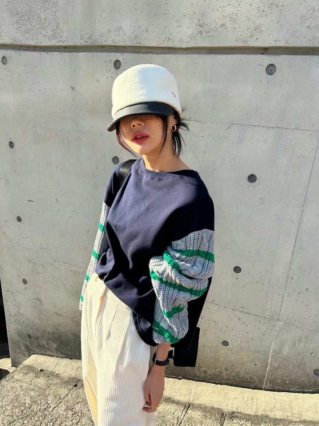 【Tops】切り替え長袖プルオーバーG23956