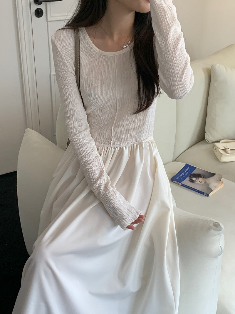 【dress】ラウンドネック長袖ワンピースG23999