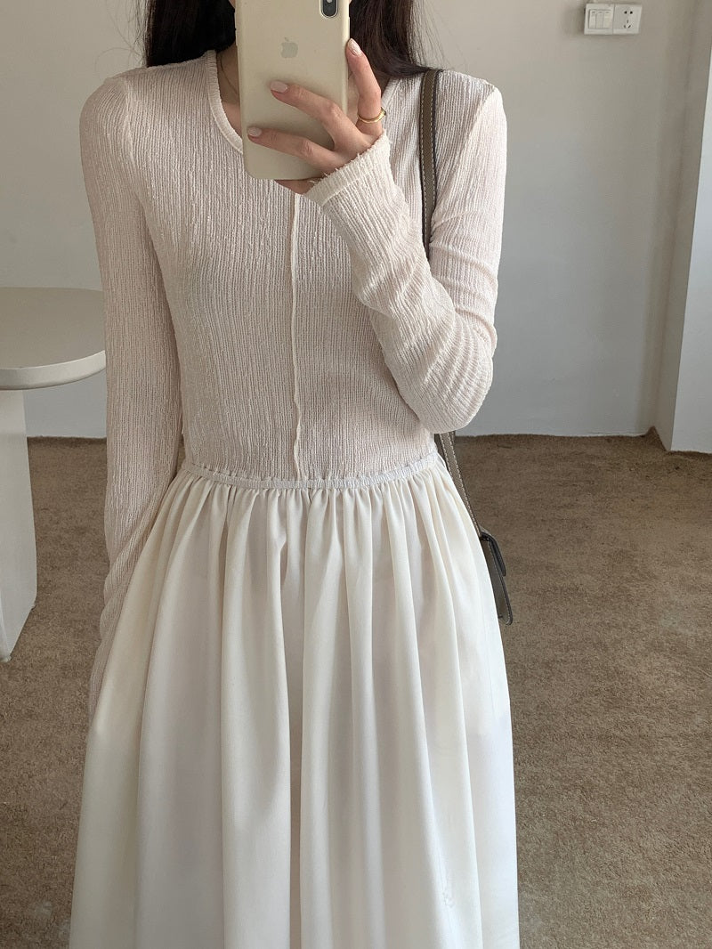 【dress】ラウンドネック長袖ワンピースG23999